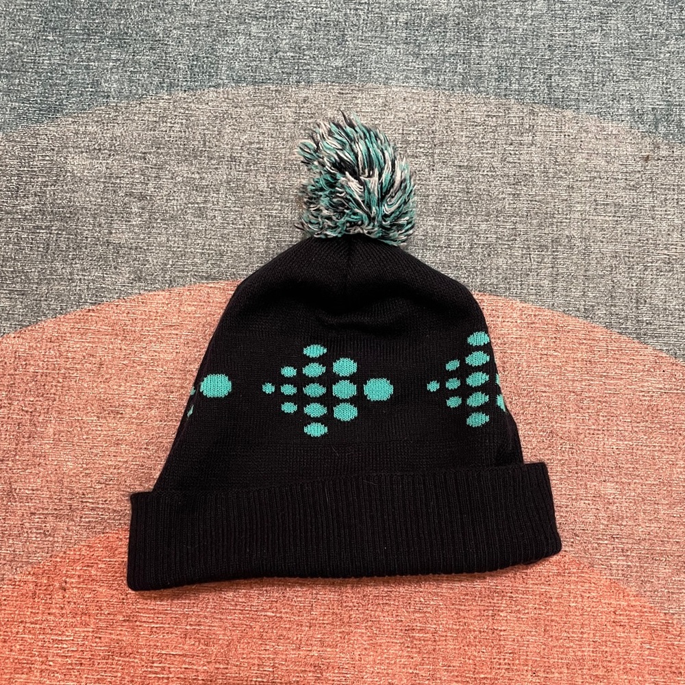 Navy Fitbit winter hat with Pom